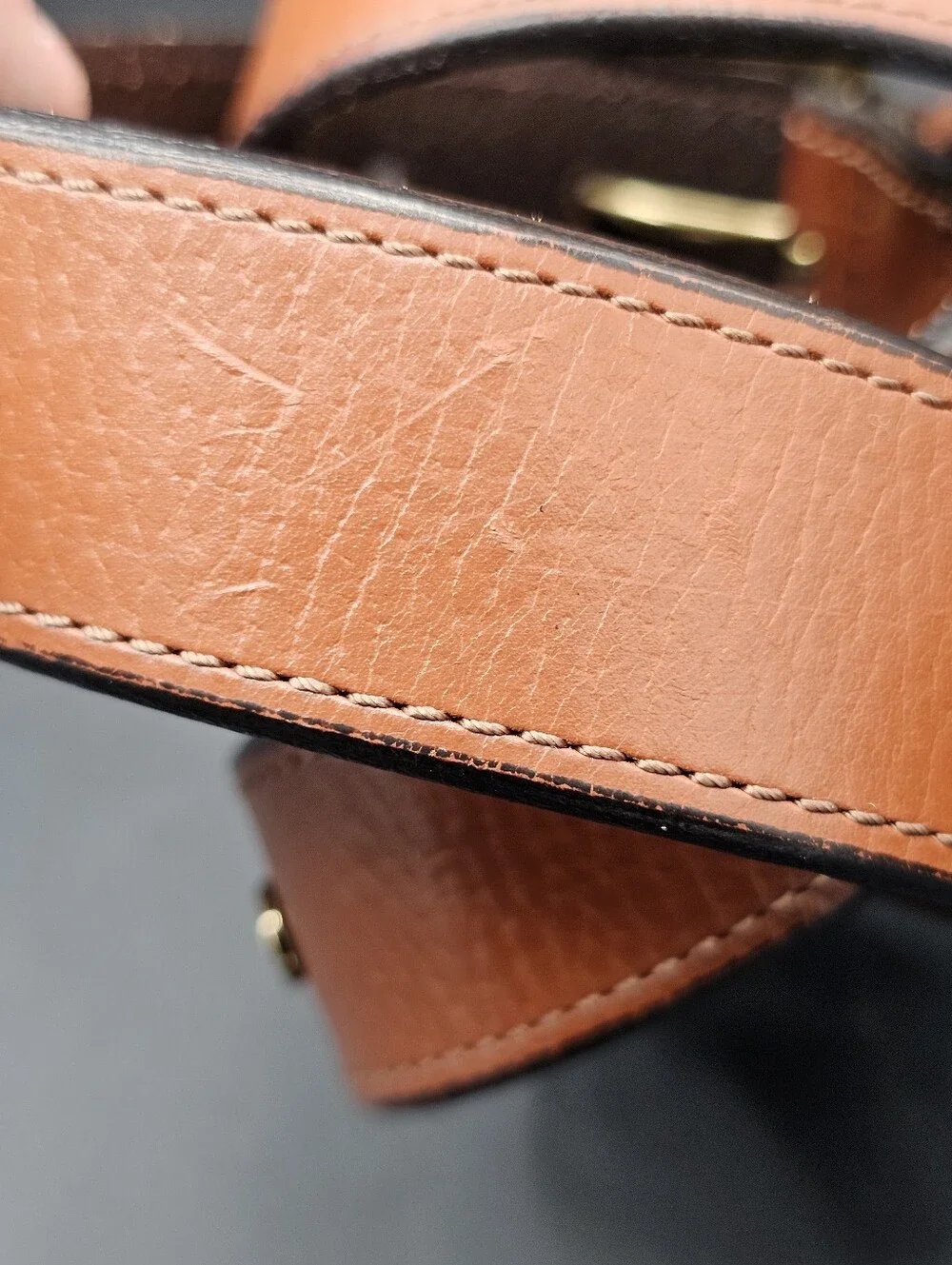 Vtg Polo Ralph Lauren Leather Belt Brass Logo Brown Men 36 Classic Old Money